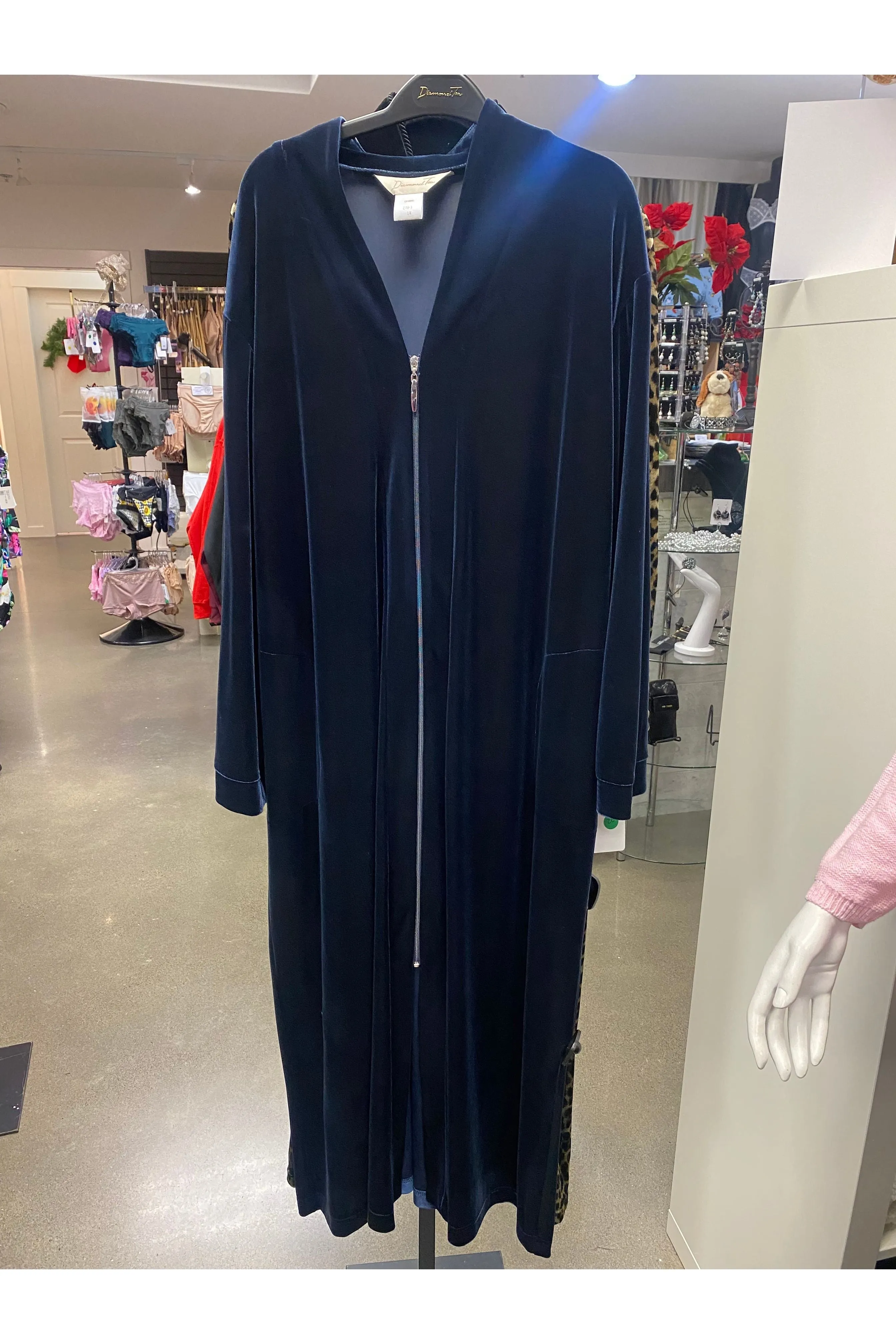 Diamond Tea Stretch Velvet Full Zip Robe - Style 278-3