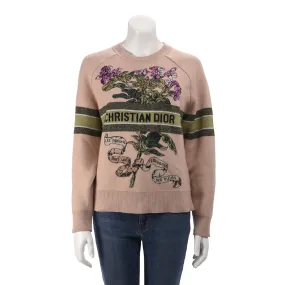 Dior Dusty Pink Cashmere Blend Fleurs Bibliques Sweater