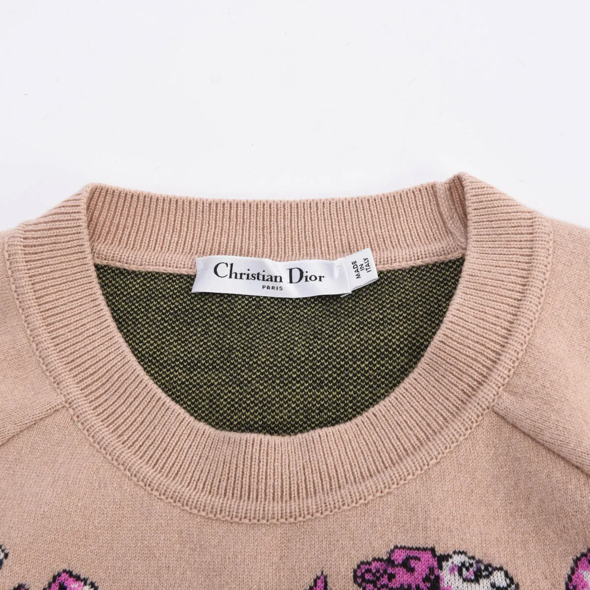 Dior Dusty Pink Cashmere Blend Fleurs Bibliques Sweater