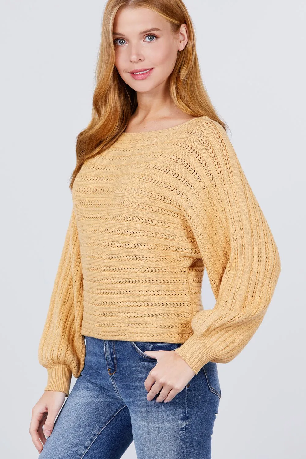 Dolman Sleeve Boat Neck Sweater