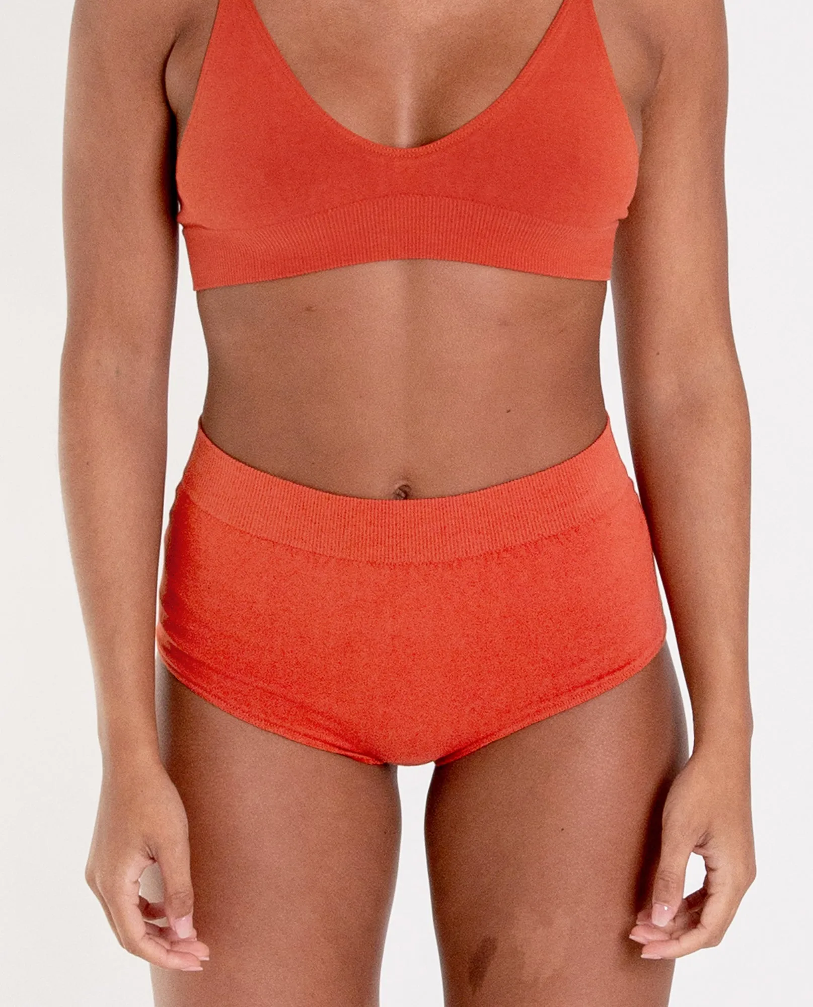 Endija Organic Cotton High Waisted Knickers In Madder