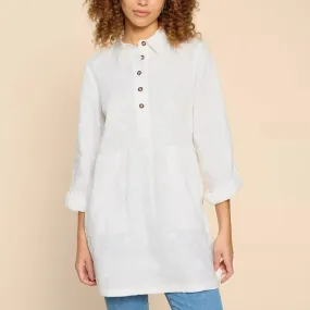 Evelyn Embroidered Linen Tunic - Natural White