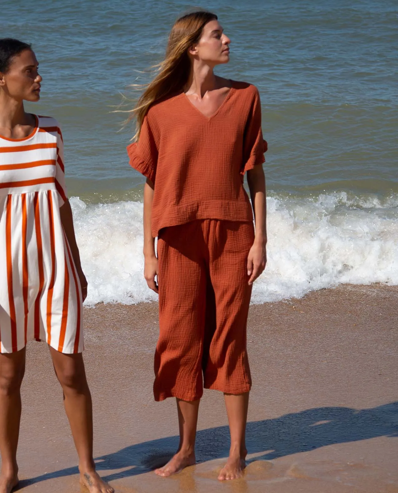 Evora Organic Cotton Trousers In Paprika