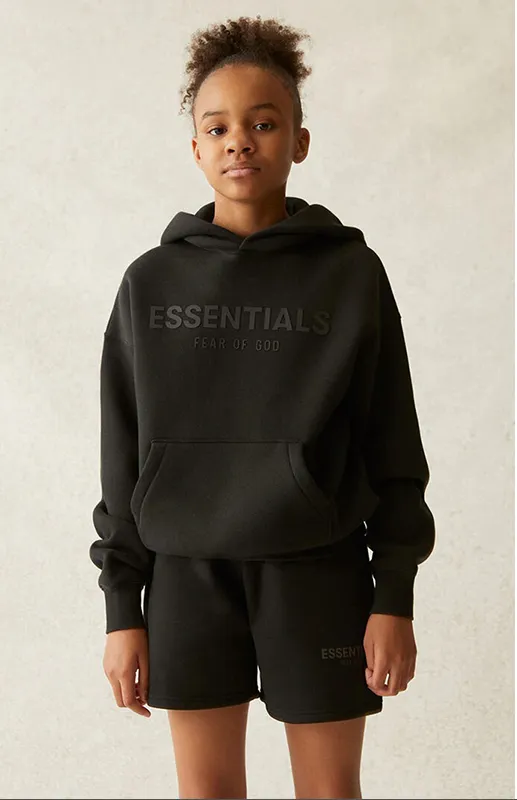 FEAR OF GOD ESSENTIALS HOODIE BLACK KIDS/JR