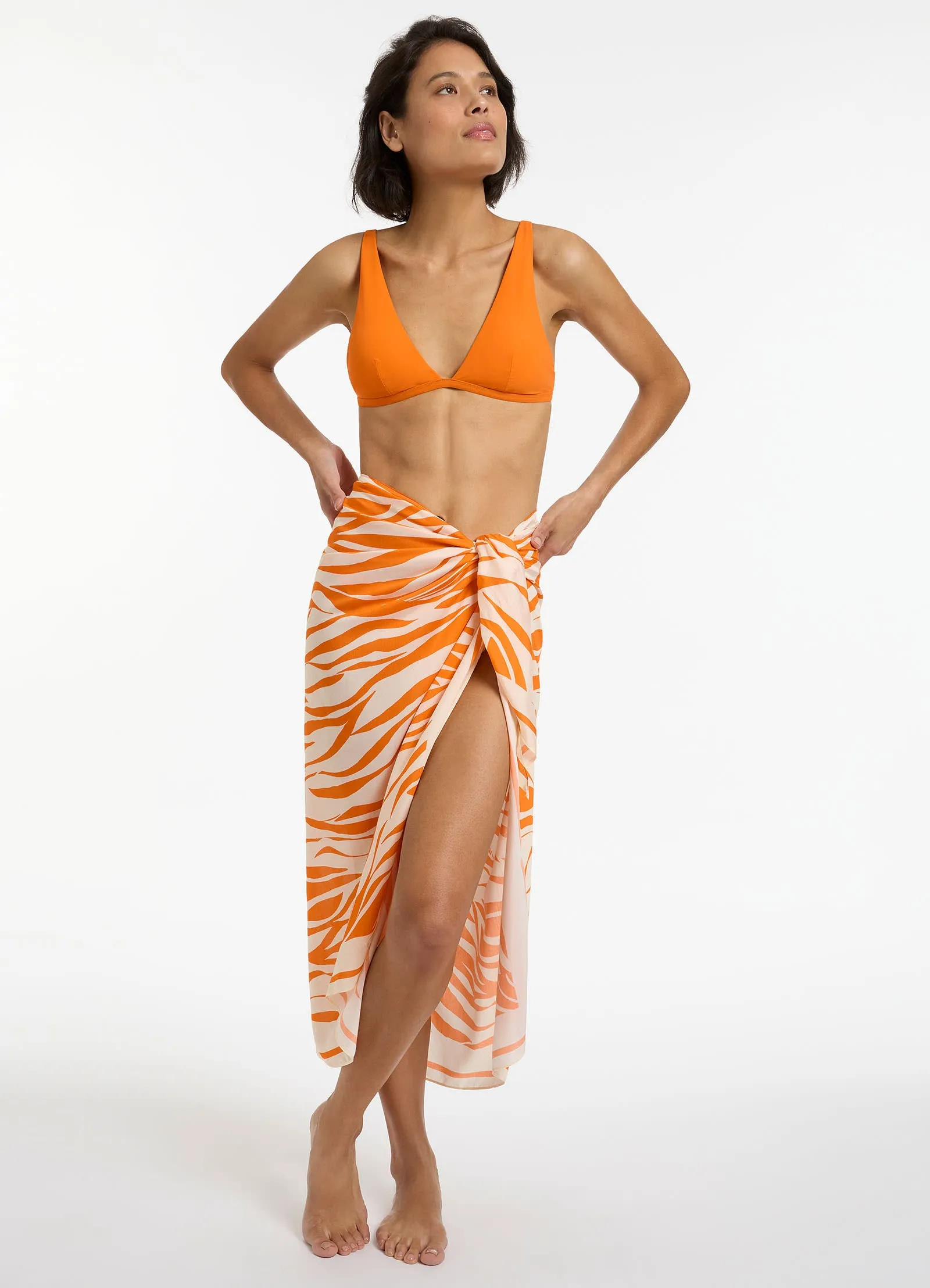 Fine Lines Sarong  - Papaya