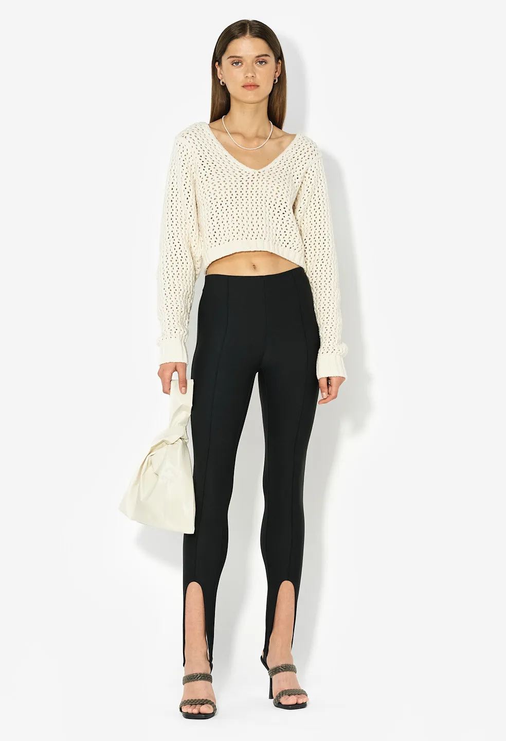 Foam Boucle Cropped Sweater / Natural