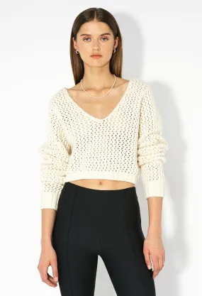 Foam Boucle Cropped Sweater / Natural