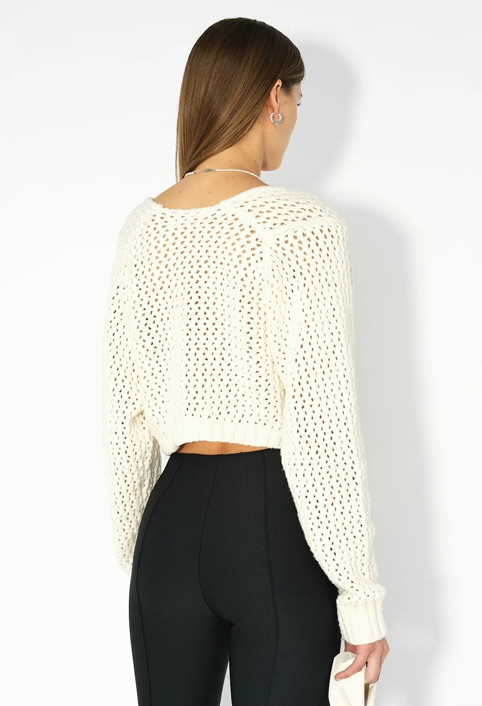 Foam Boucle Cropped Sweater / Natural