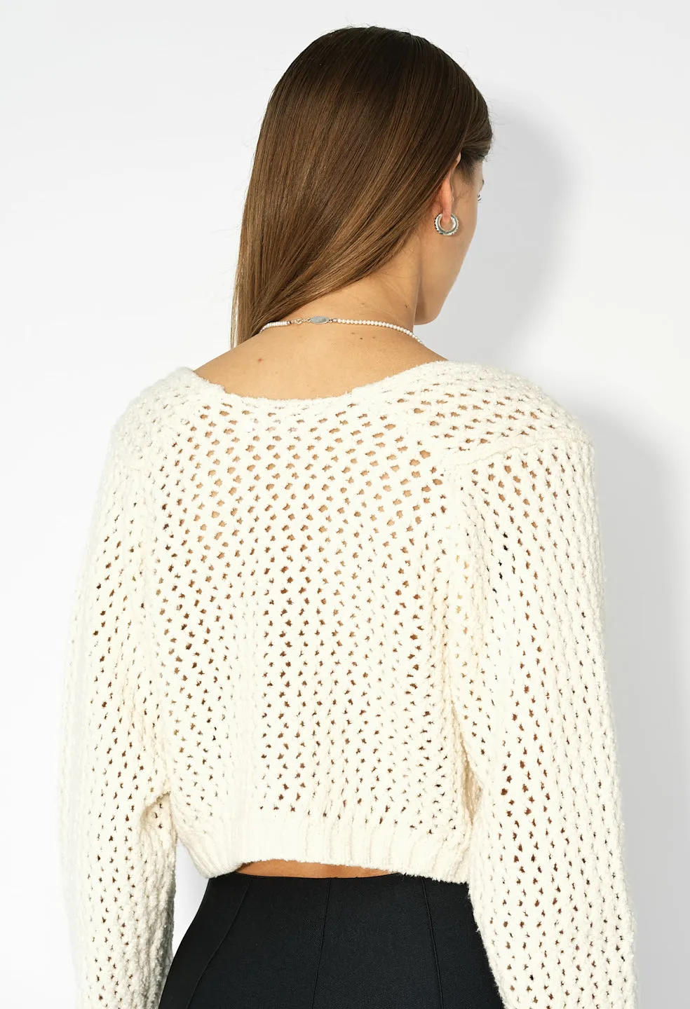 Foam Boucle Cropped Sweater / Natural