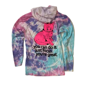 Focus Cat Long Sleeve T Hoodie - Cotton Candy