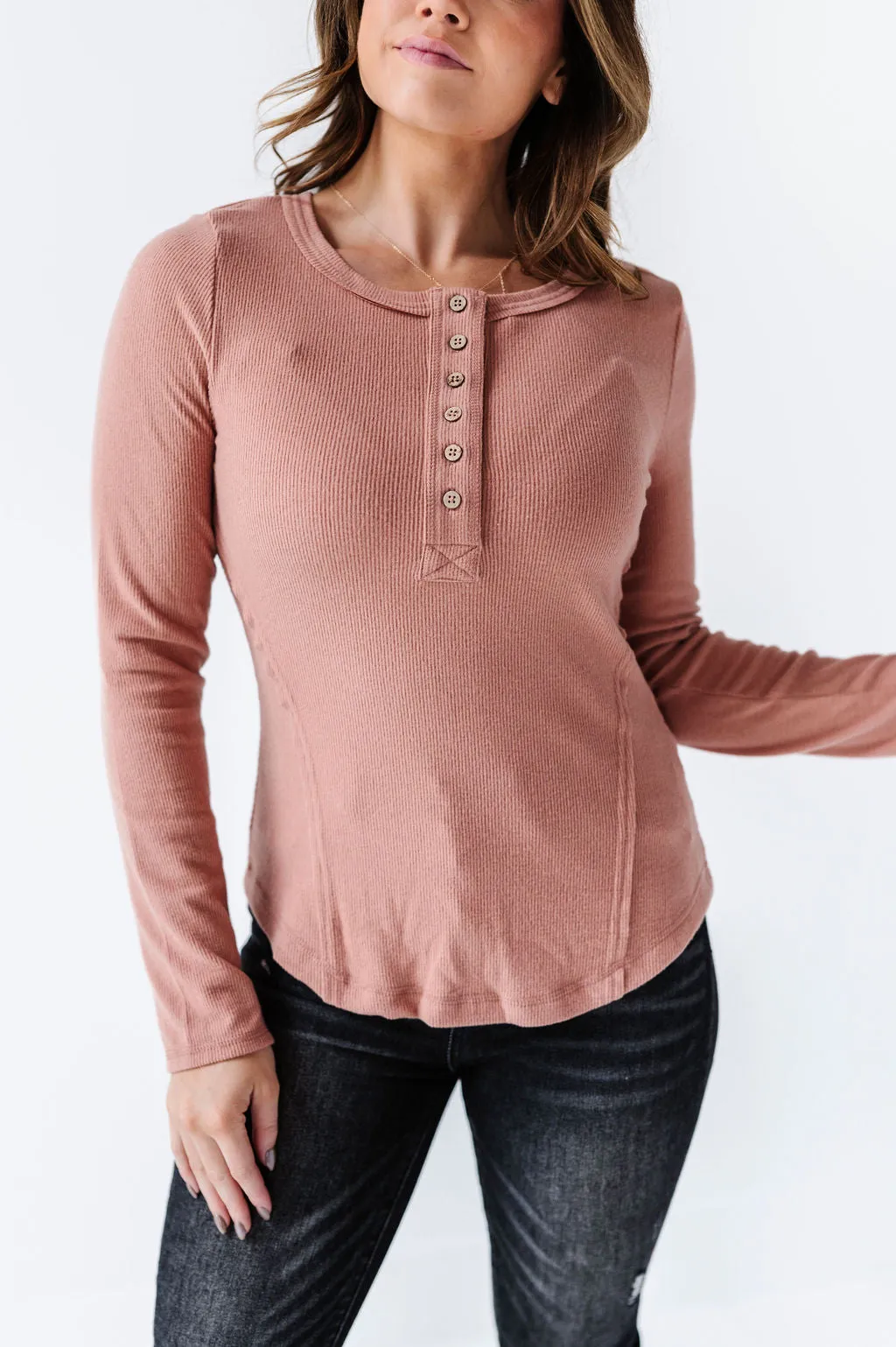 Grayson Long Sleeve Tee in Blush