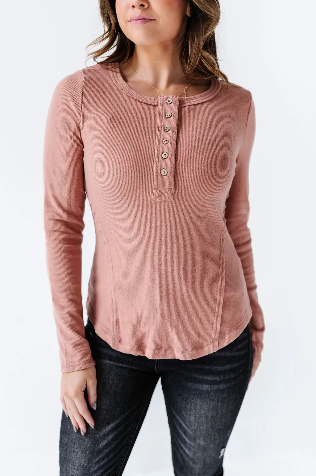 Grayson Long Sleeve Tee in Blush