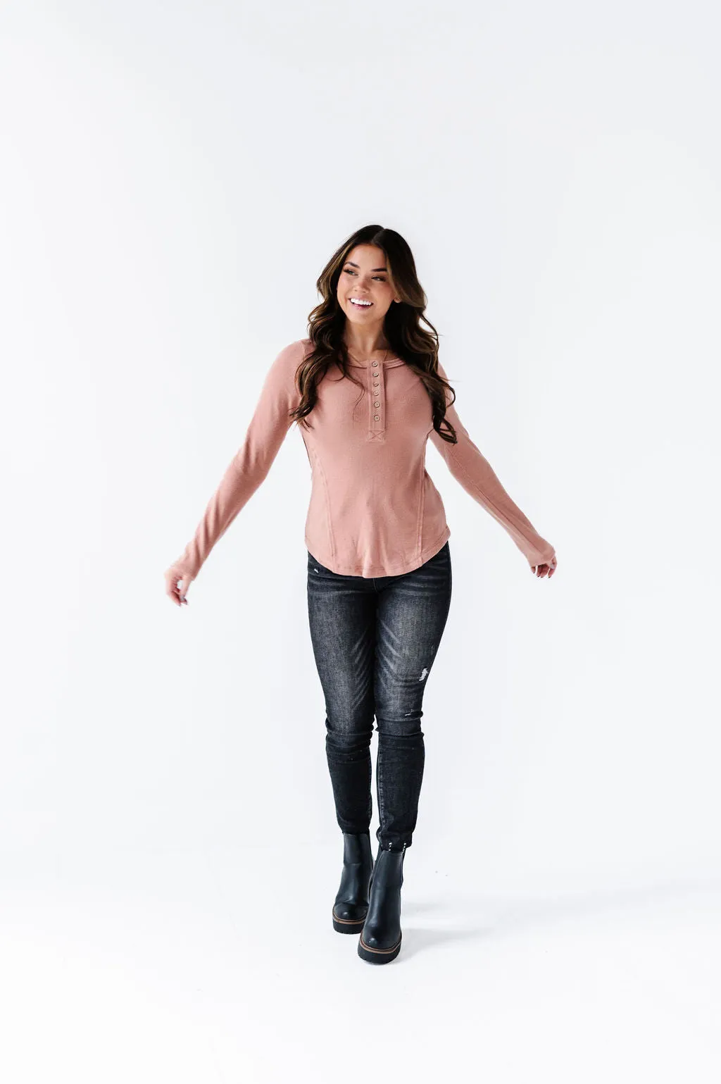 Grayson Long Sleeve Tee in Blush