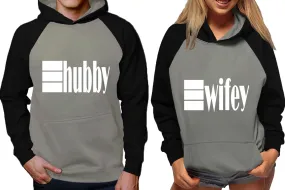 Hubby Wifey Couple Matching Contrast Raglan Hoodies