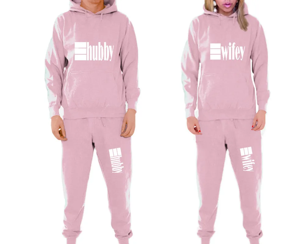 Hubby Wifey Couple Matching Hoodie and Jogger Pants Top&Bottom Sets