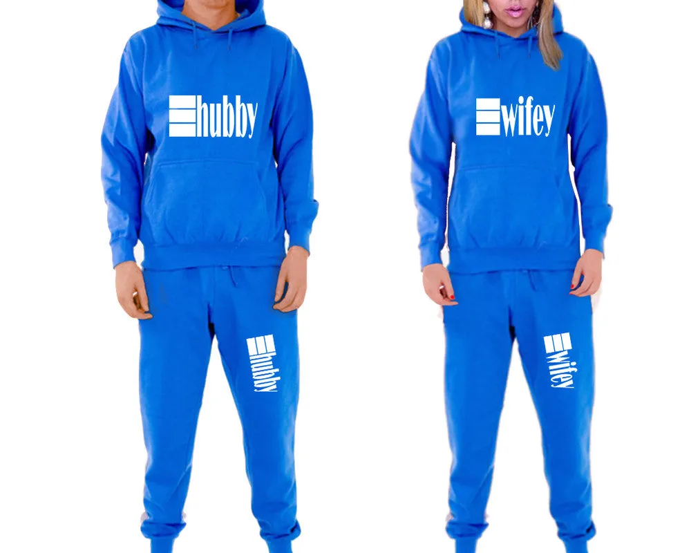 Hubby Wifey Couple Matching Hoodie and Jogger Pants Top&Bottom Sets