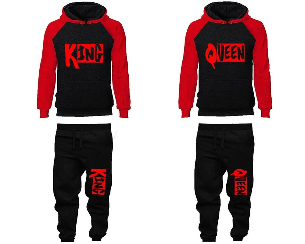 King Queen Couple Hoodies and Jogger Pants, Matching Top and Bottom Set