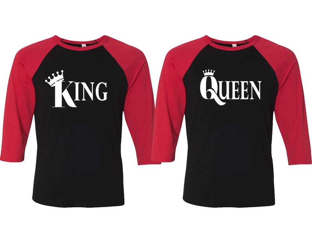 King Queen Couple Matching Baseball T Shirts