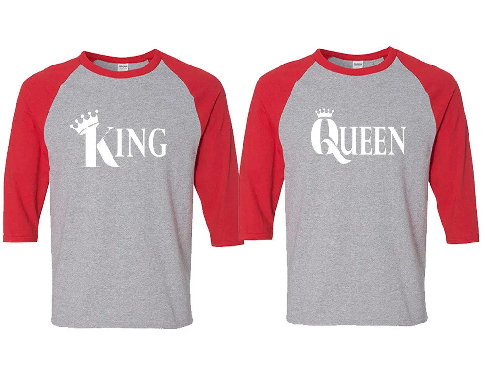 King Queen Couple Matching Baseball T Shirts