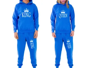 King Queen Couple Matching Hoodie and Jogger Pants Top&Bottom Sets