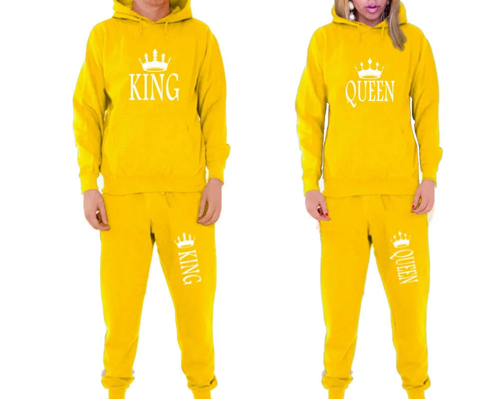 King Queen Couple Matching Hoodie and Jogger Pants Top&Bottom Sets