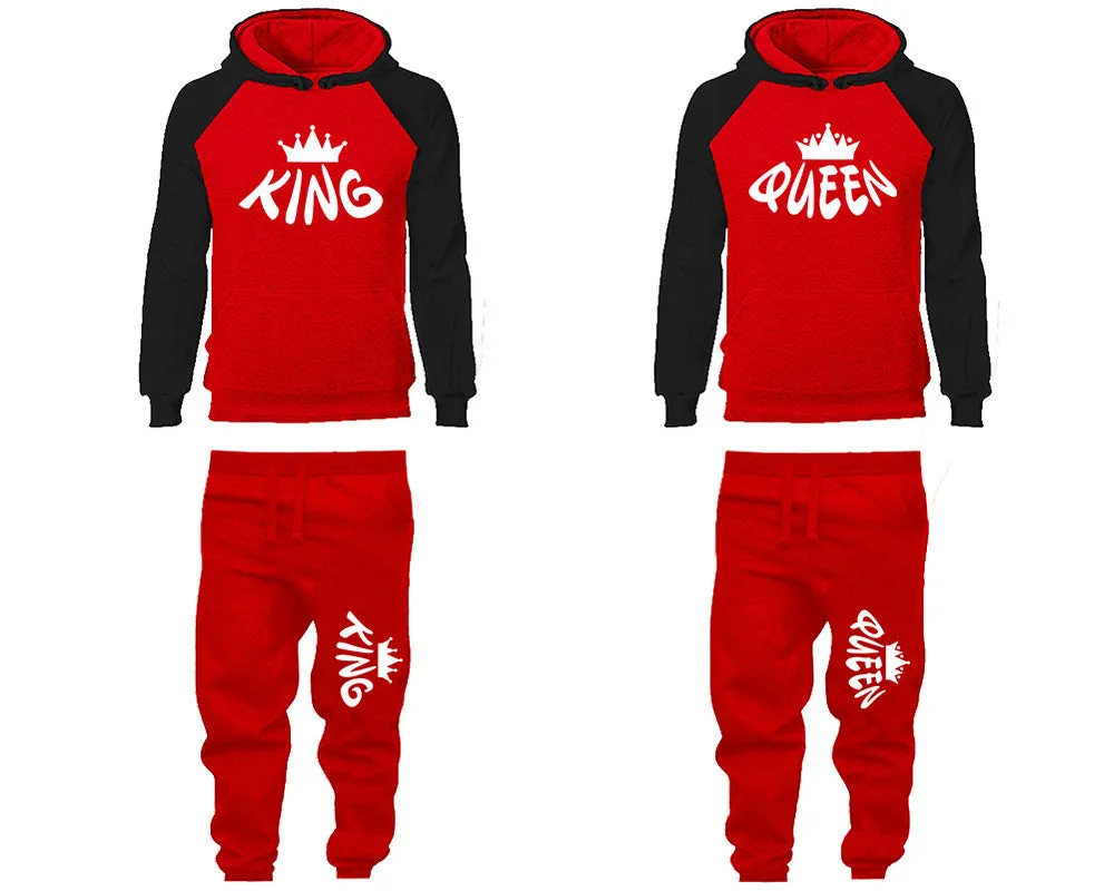 King Queen Couple Matching Hoodies and Jogger Pants Top Bottom Matching Set