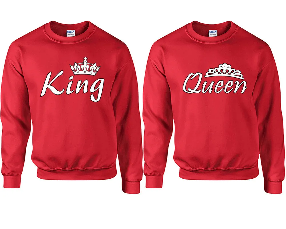 King Queen Couple Matching Sweaters, Couple Crewnecks