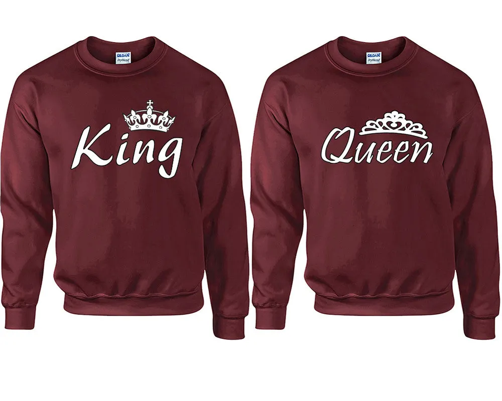 King Queen Couple Matching Sweaters, Couple Crewnecks