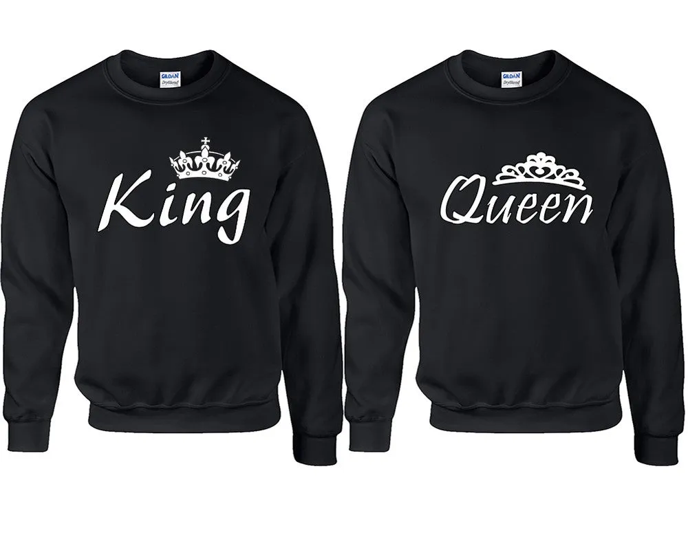 King Queen Couple Matching Sweaters, Couple Crewnecks