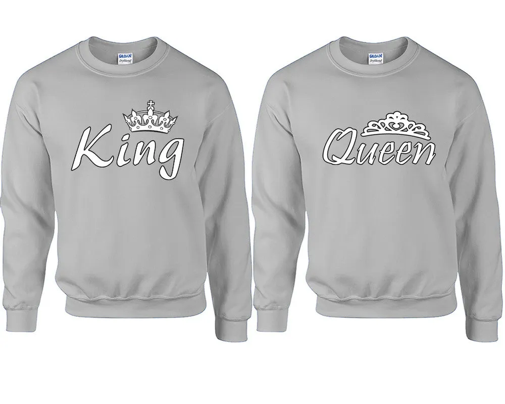 King Queen Couple Matching Sweaters, Couple Crewnecks