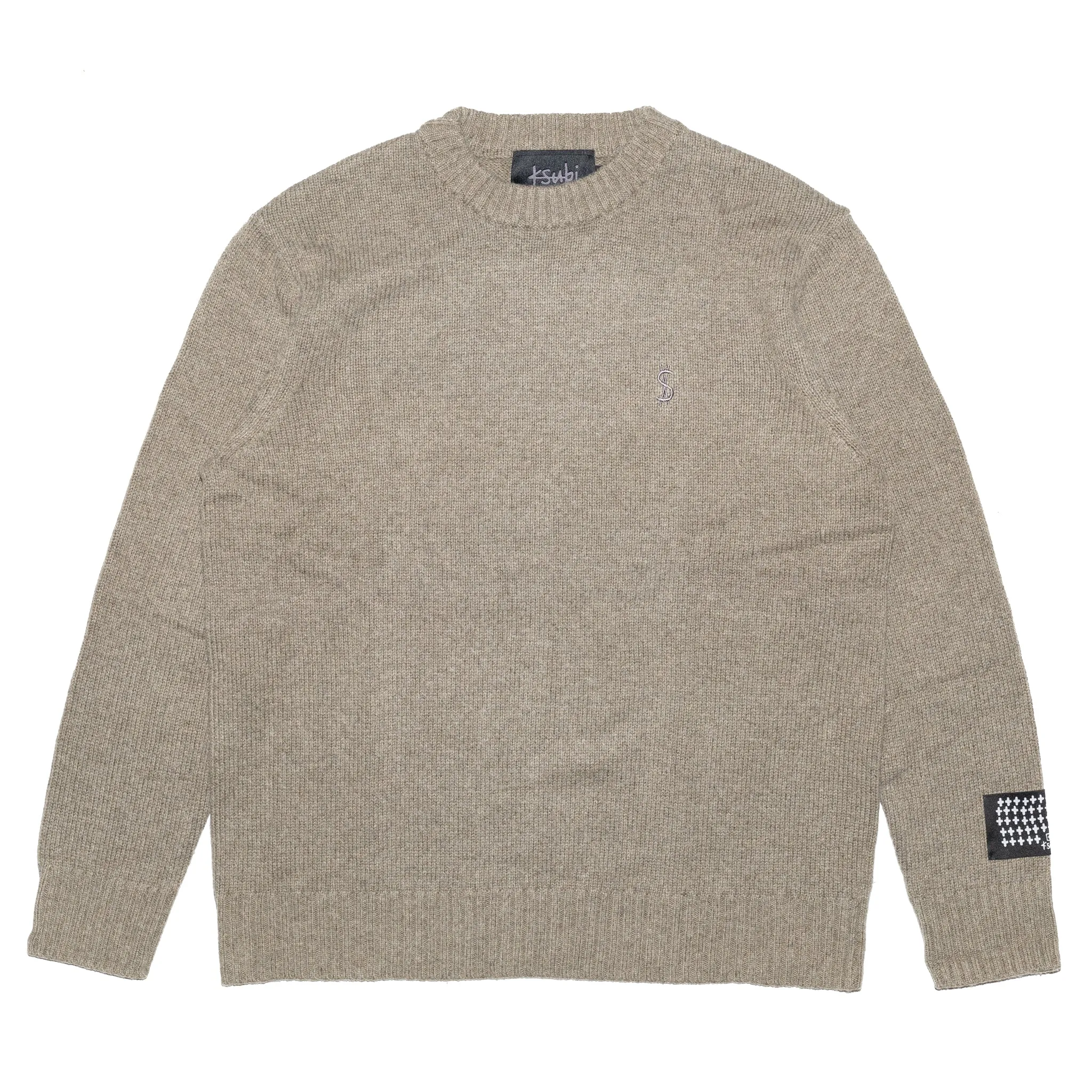 Ksubi Dollar Knit Crew Sweater in Khaki