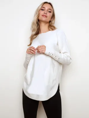 LACE-UP CUFF DETAIL SWEATER
