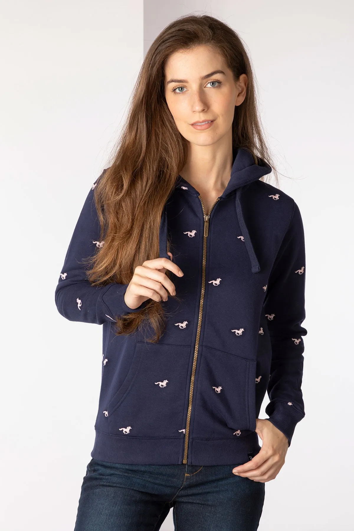 Ladies Embroidered Zip Up Hoodie - Emily