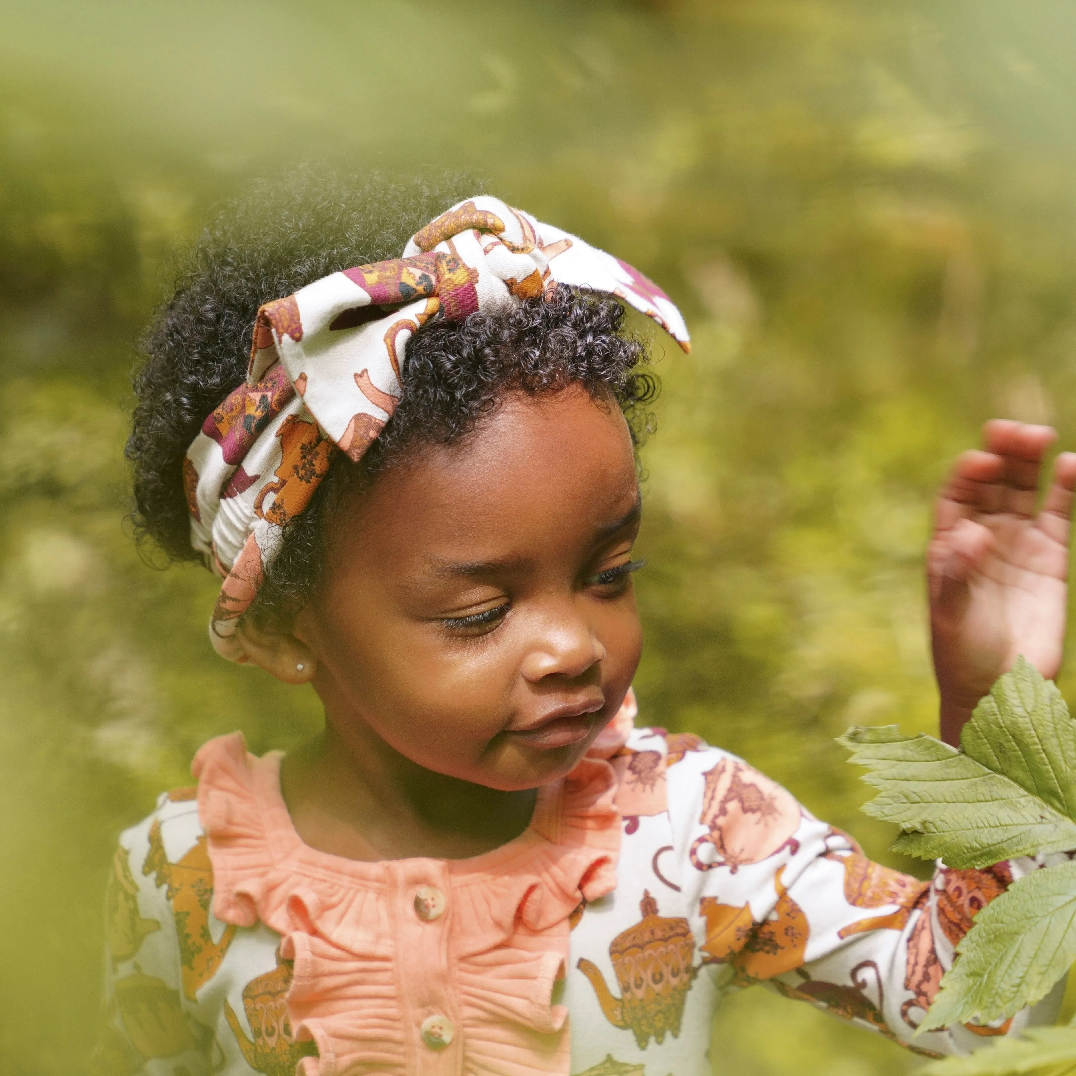 large bow elastic headband | papaya teapots | organic cotton jersey