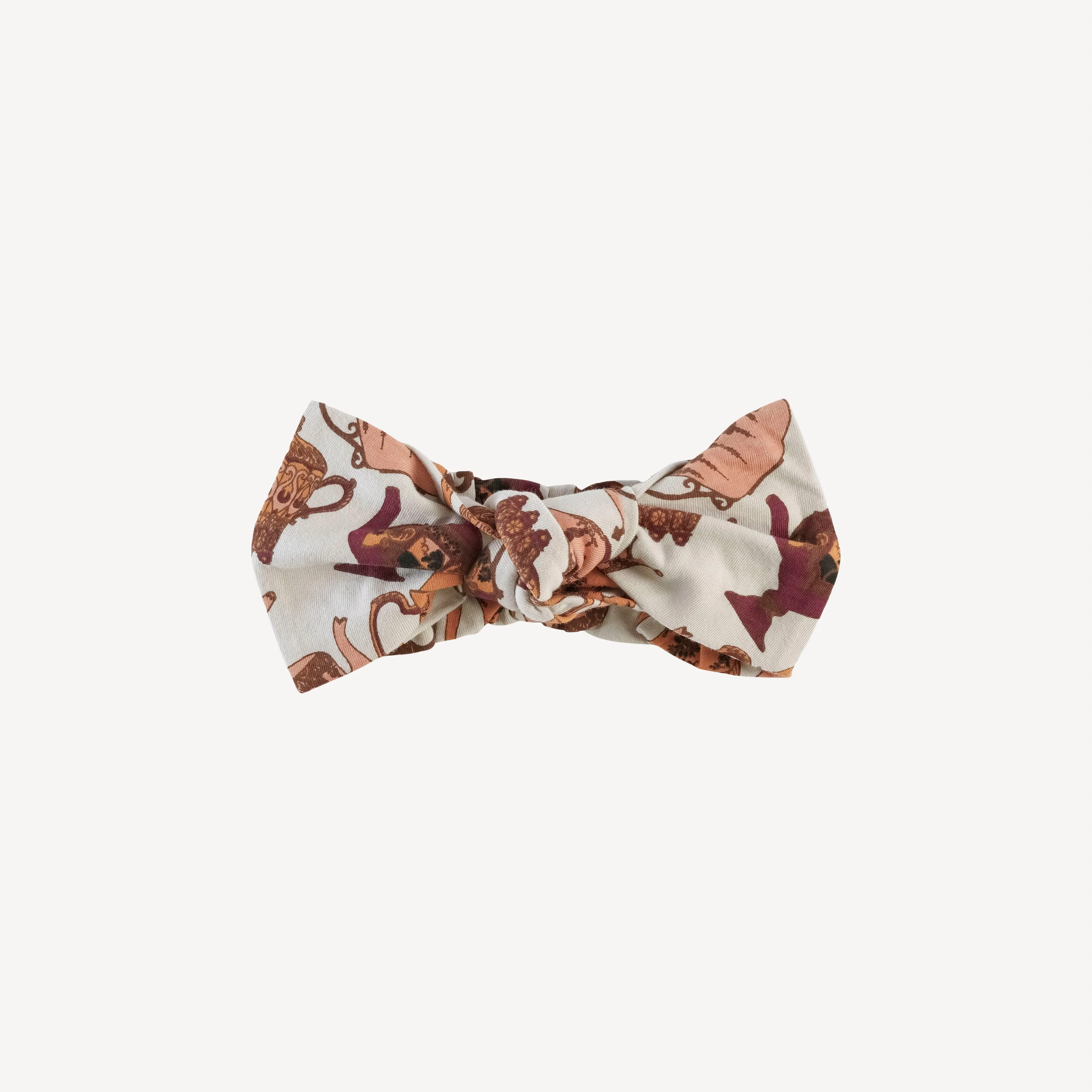 large bow elastic headband | papaya teapots | organic cotton jersey