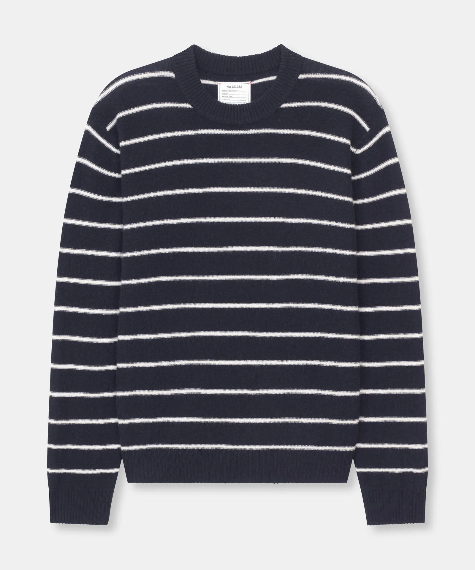 Lightweight Reversible Cashmere Striped Crewneck Sweater