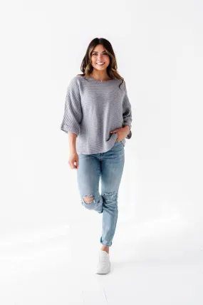 Londyn Drop Shoulder Sweater in Gray