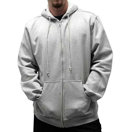 L/S Full Zipper Fleece Drawstring Hoodie 6400-452BT GreyHeather - Big and Tall