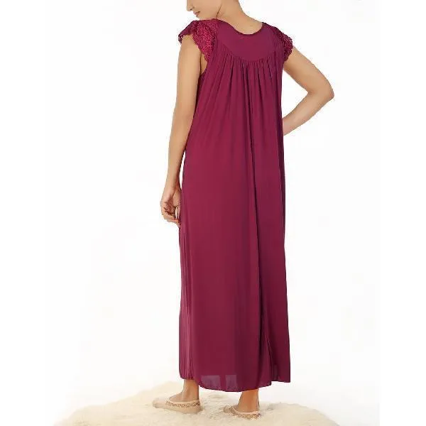 Maroon Nightwear Bridal Nighty Best Sleepwear Loungewear for Ladies Long Nighty