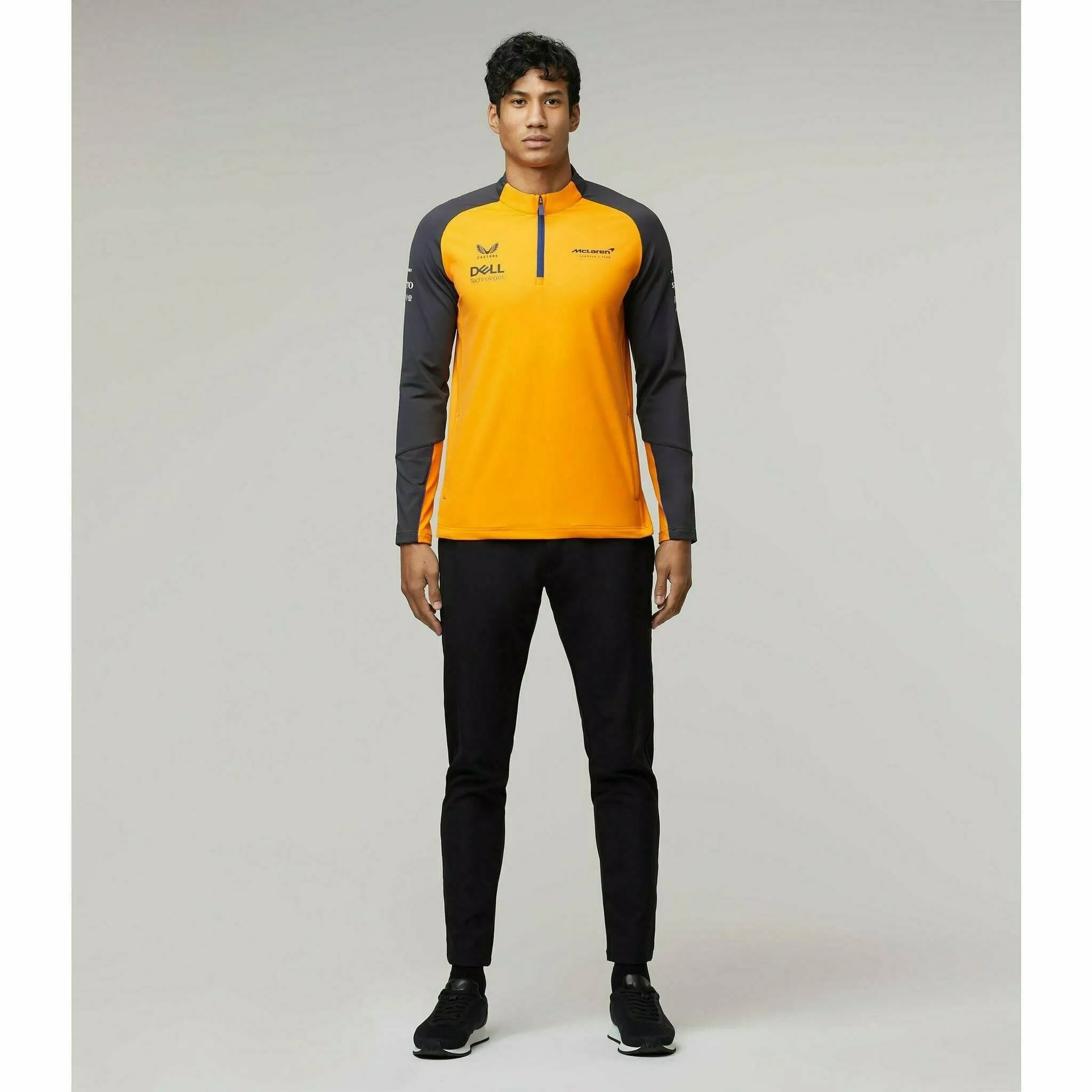 McLaren F1 Men's Team Quarter Zip Midlayer Jacket- Papaya