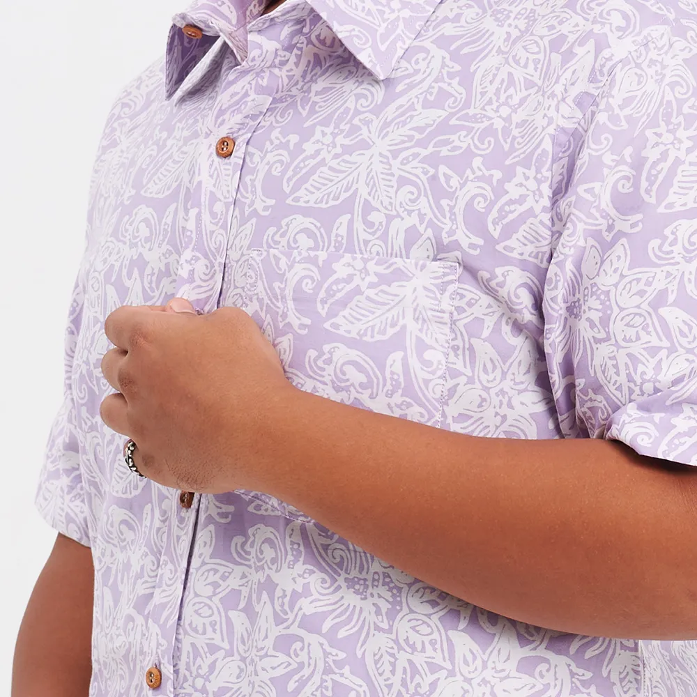 Men's Batik Shirt - Lilac Floret