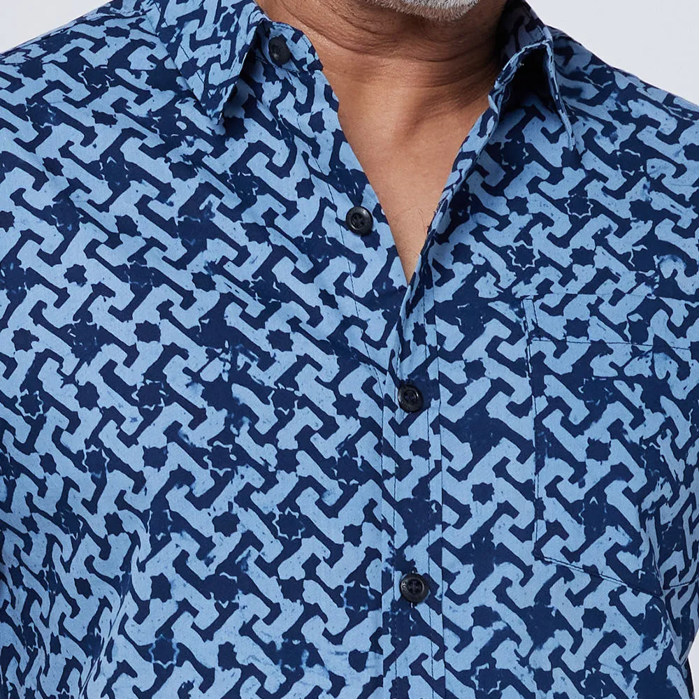 Men's Batik Shirt - Midnight Arabesque