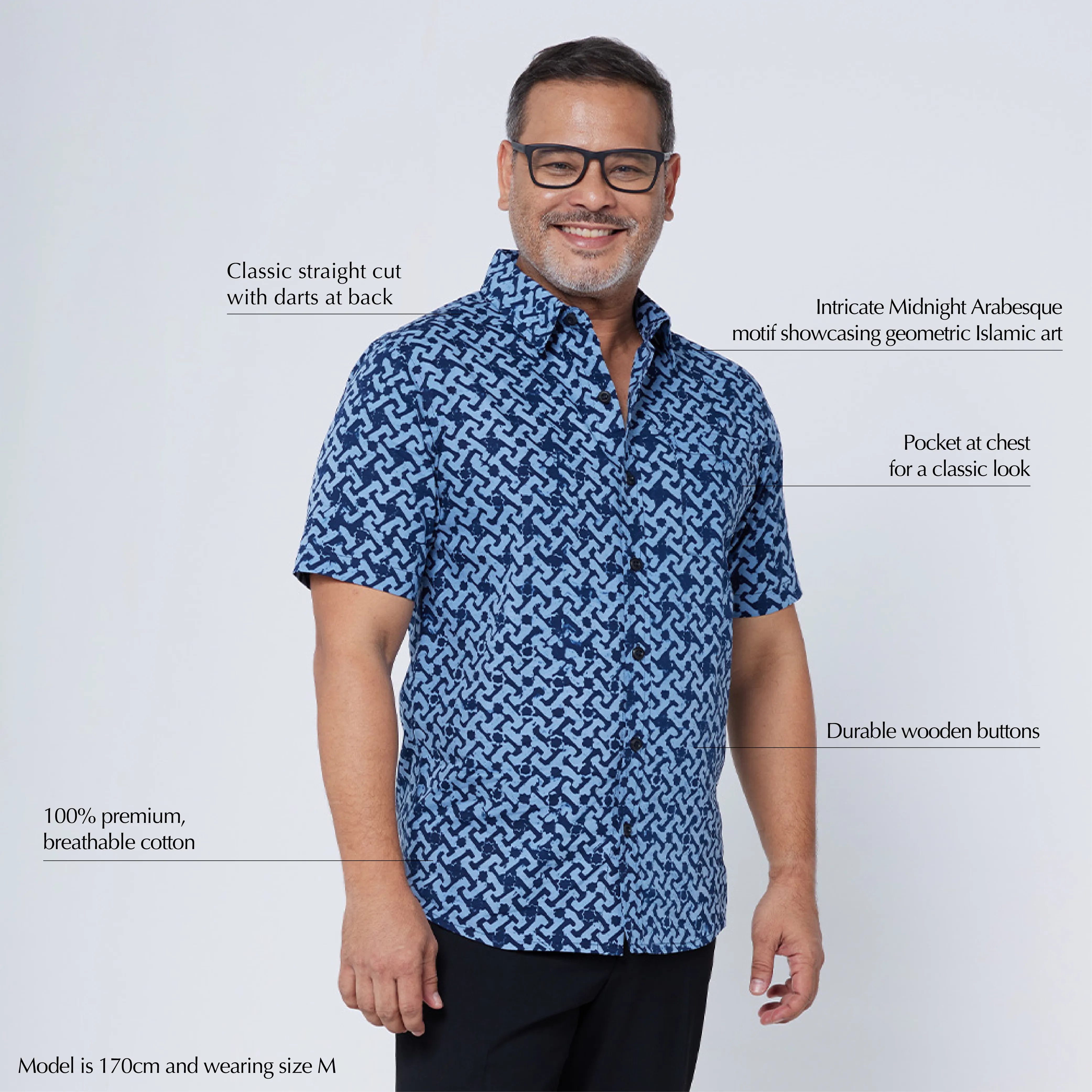 Men's Batik Shirt - Midnight Arabesque