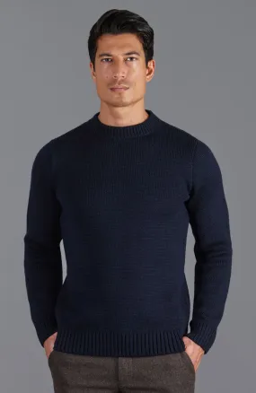 Mens Chunky Merino Wool Crew Neck Jumper