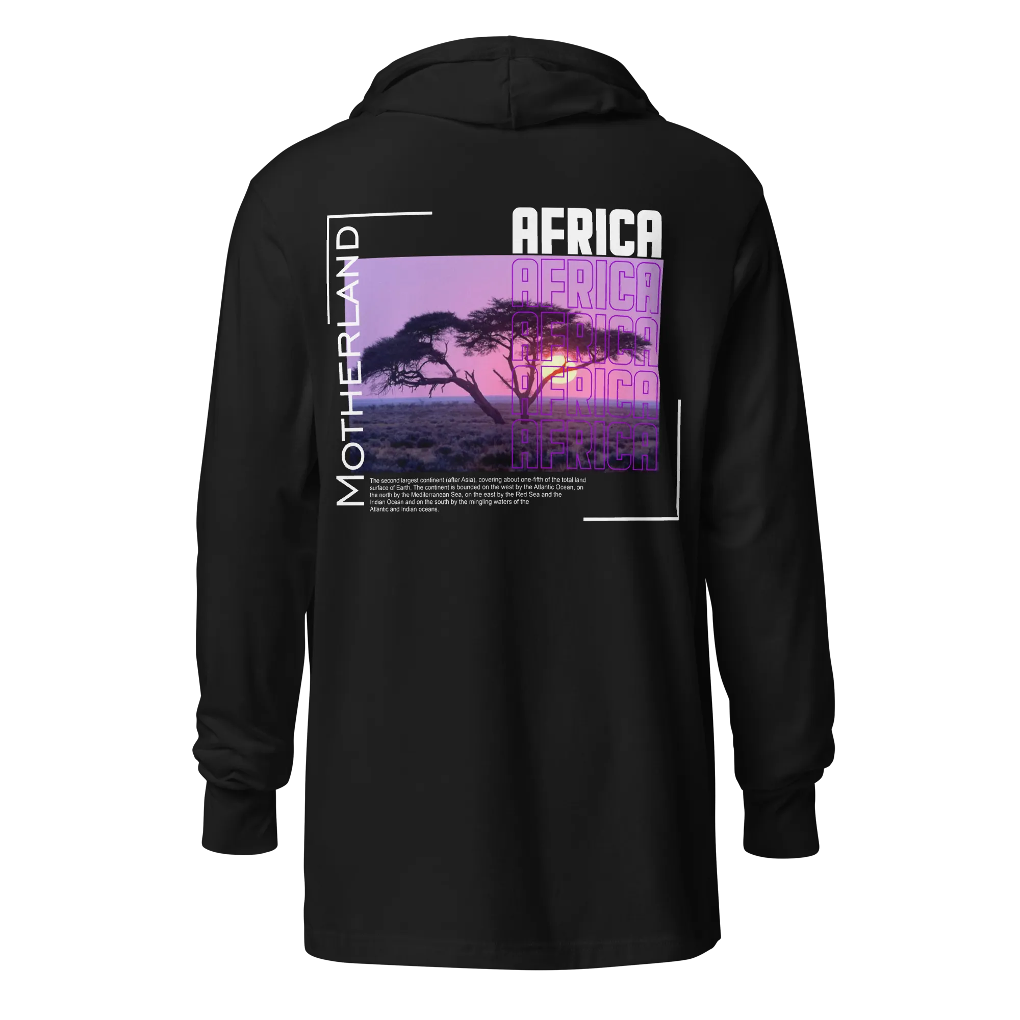 Men's Continent Data Hooded Long Sleeve Graphic Tee