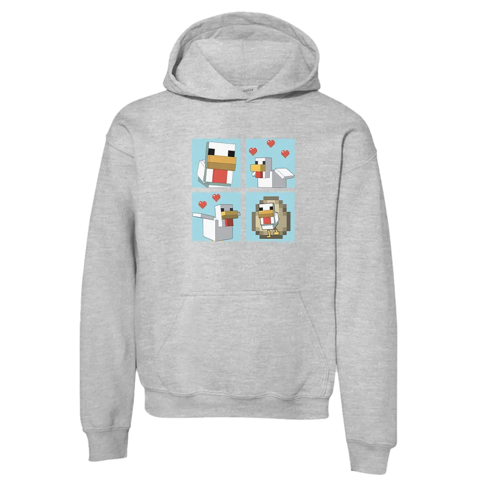 Minecraft Blue Chicken Family Kids Hooded Sweatshirt