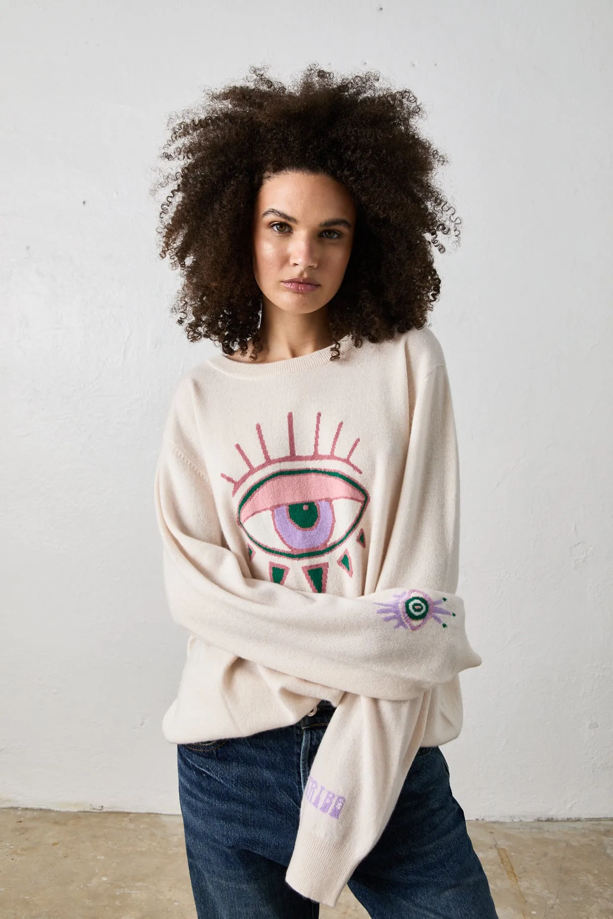 NSF X JA - BIG EYE CASHMERE CREW / FEATHER