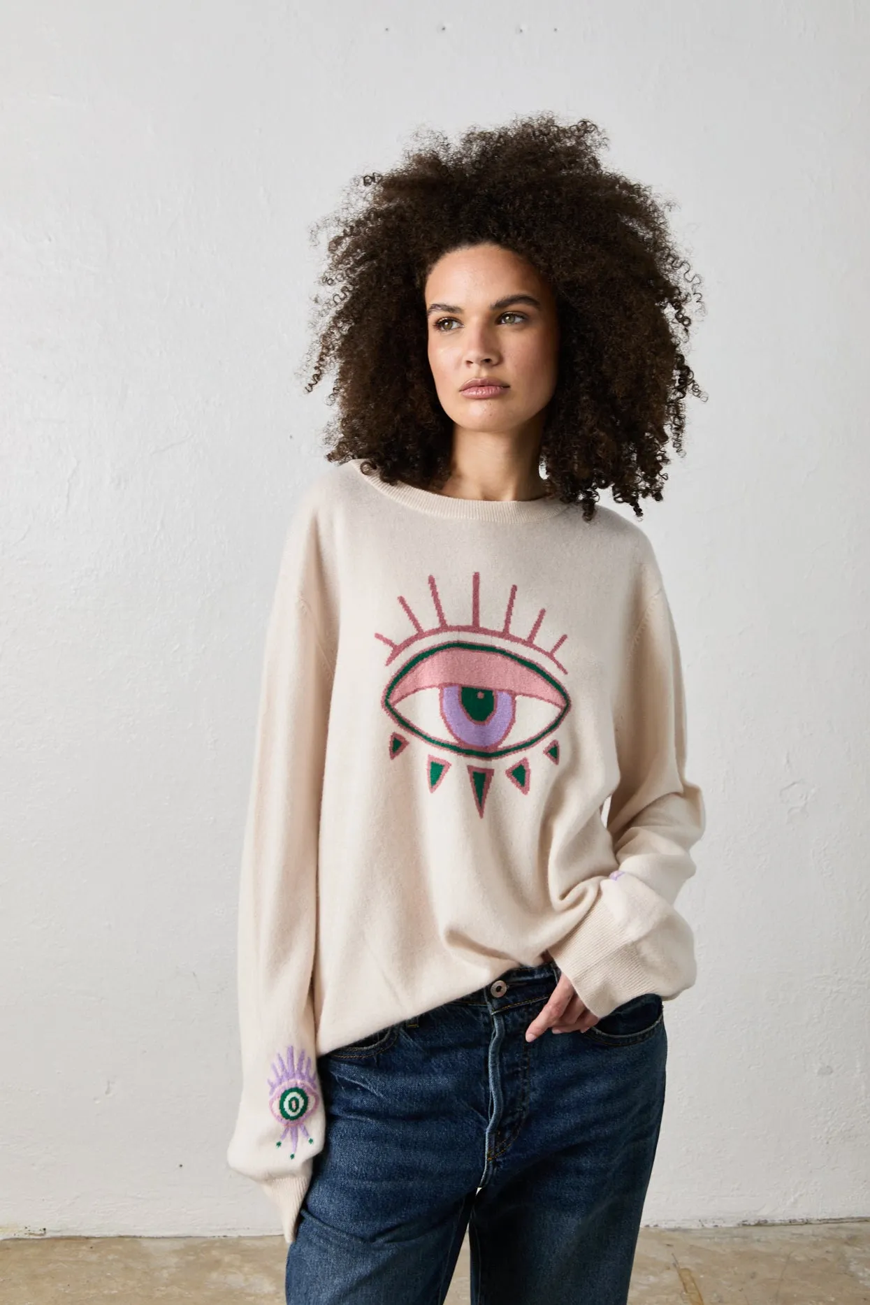 NSF X JA - BIG EYE CASHMERE CREW / FEATHER