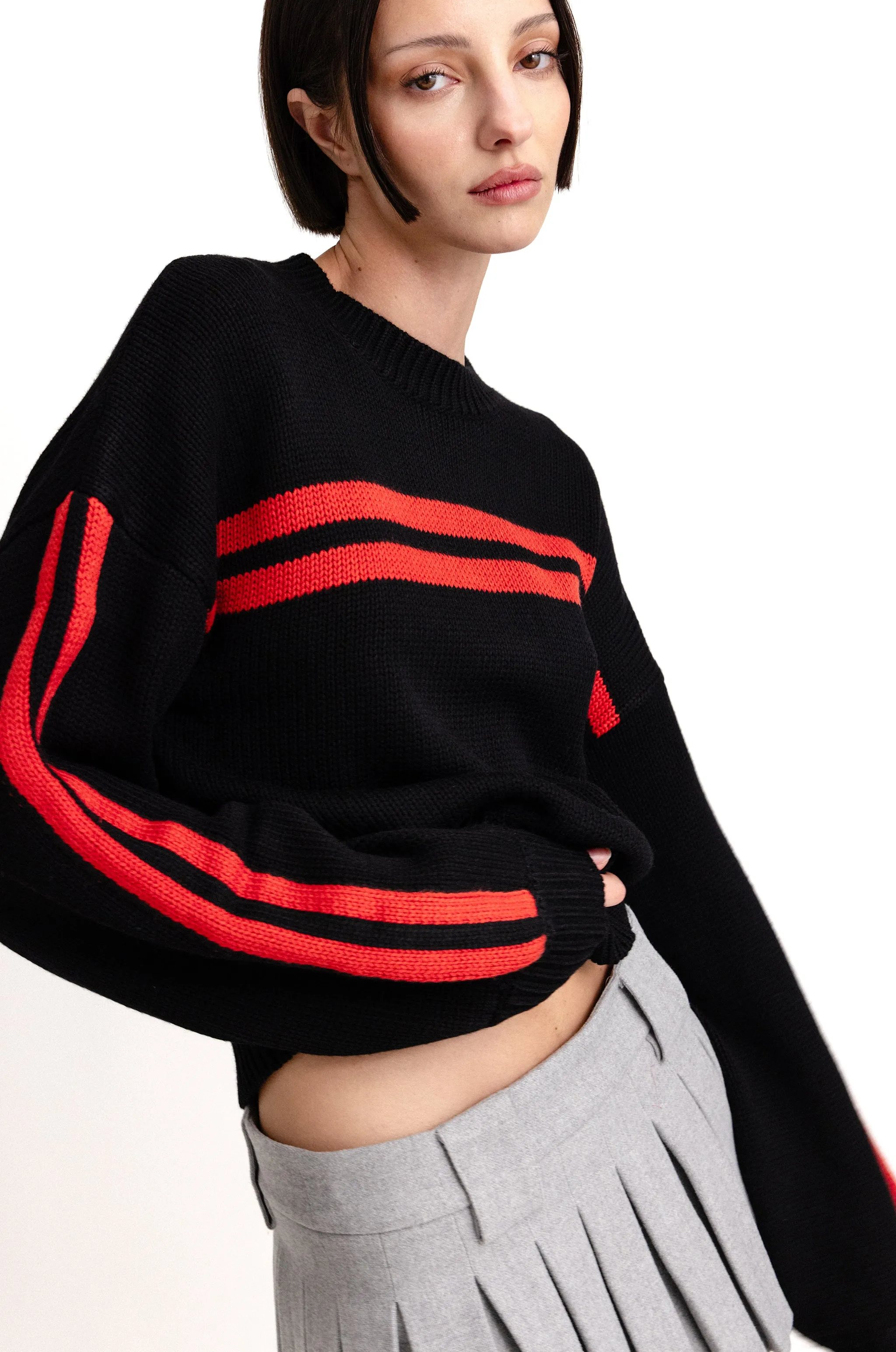 Olivia Sweater | Black / Red