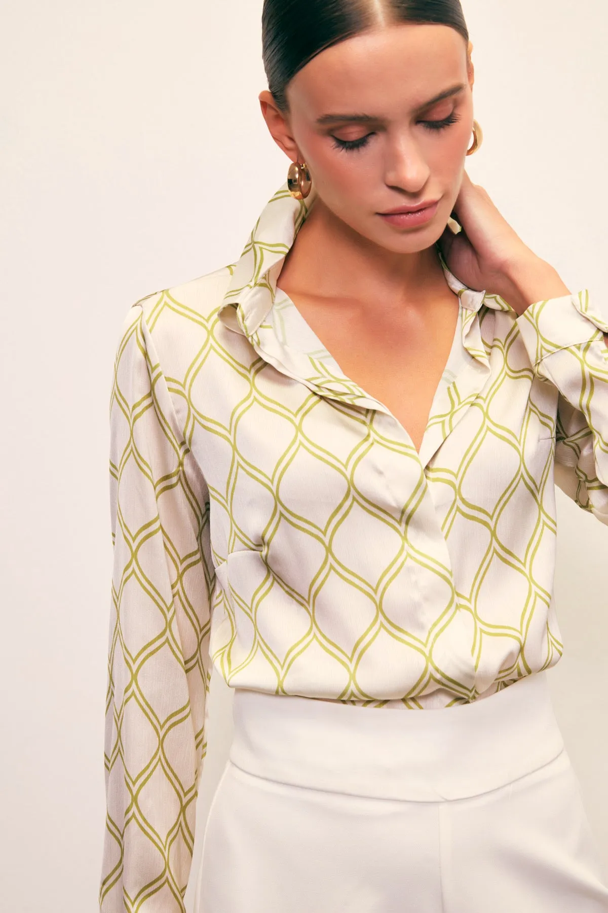 Patterned Classic Shirt - Beige